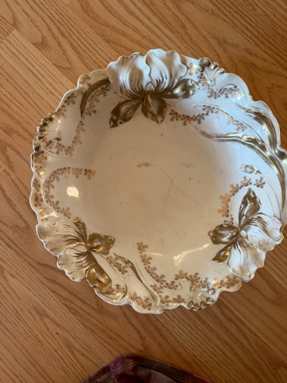 Antique Bavaria Porcelain
Plate with Floral Design and Gold Trin